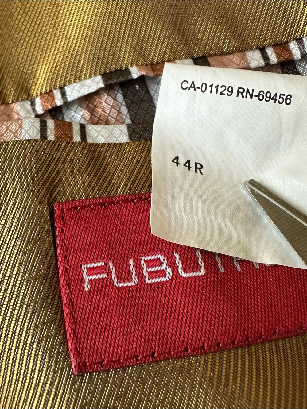 NWT FUBU The Collection Gold Liner Men's Pinstripe Blazer Single-Breasted Jacket